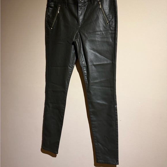 White House Black Market Dark Green Faux Leather Coated Pants - Picture 7 of 11